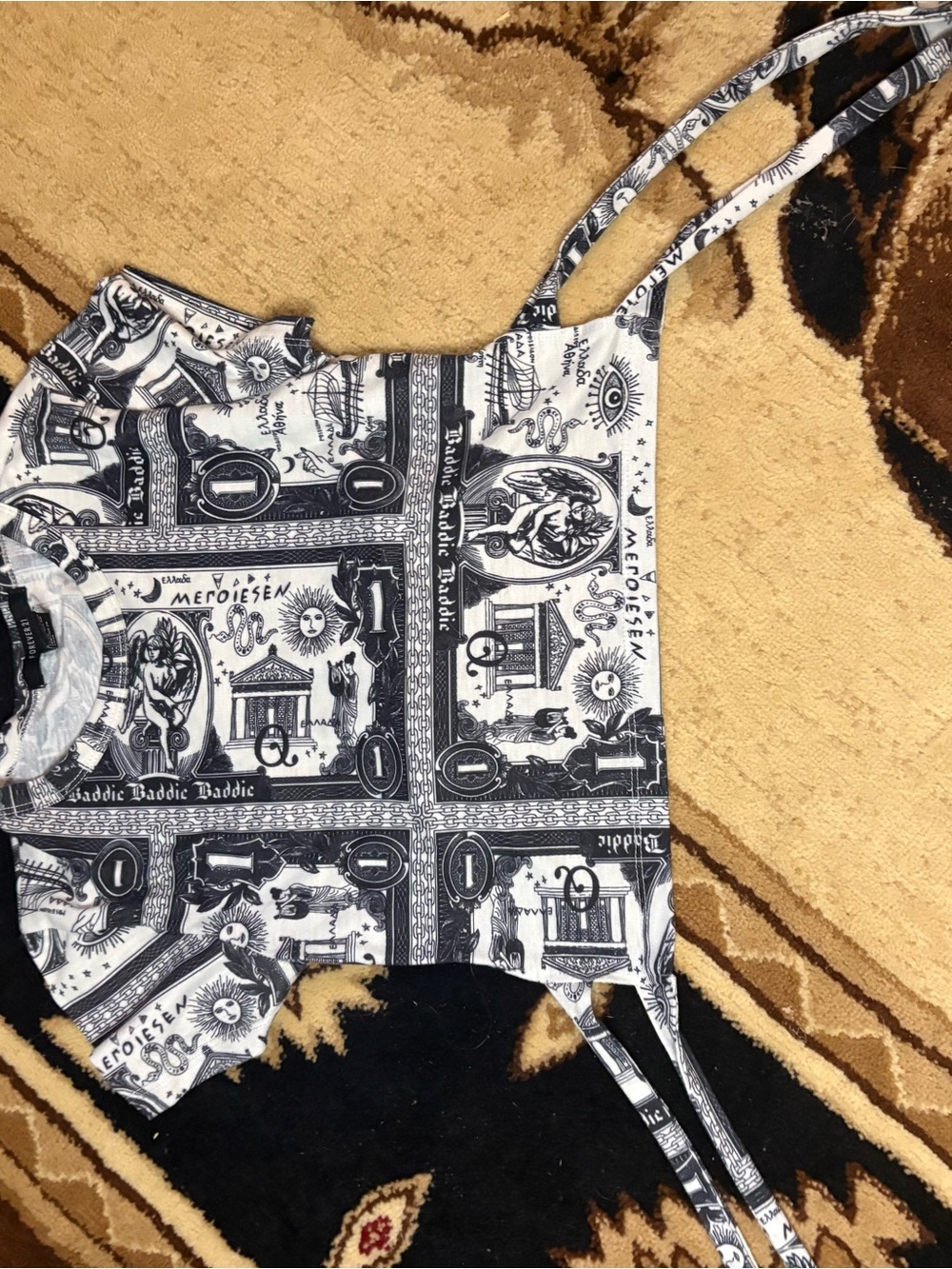 Black & White Graphic open back top